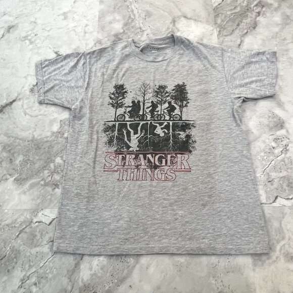 Disney Other - Disney Stranger Things T Shirt Size Small Heather Gray Boys on Bikes Upside Down